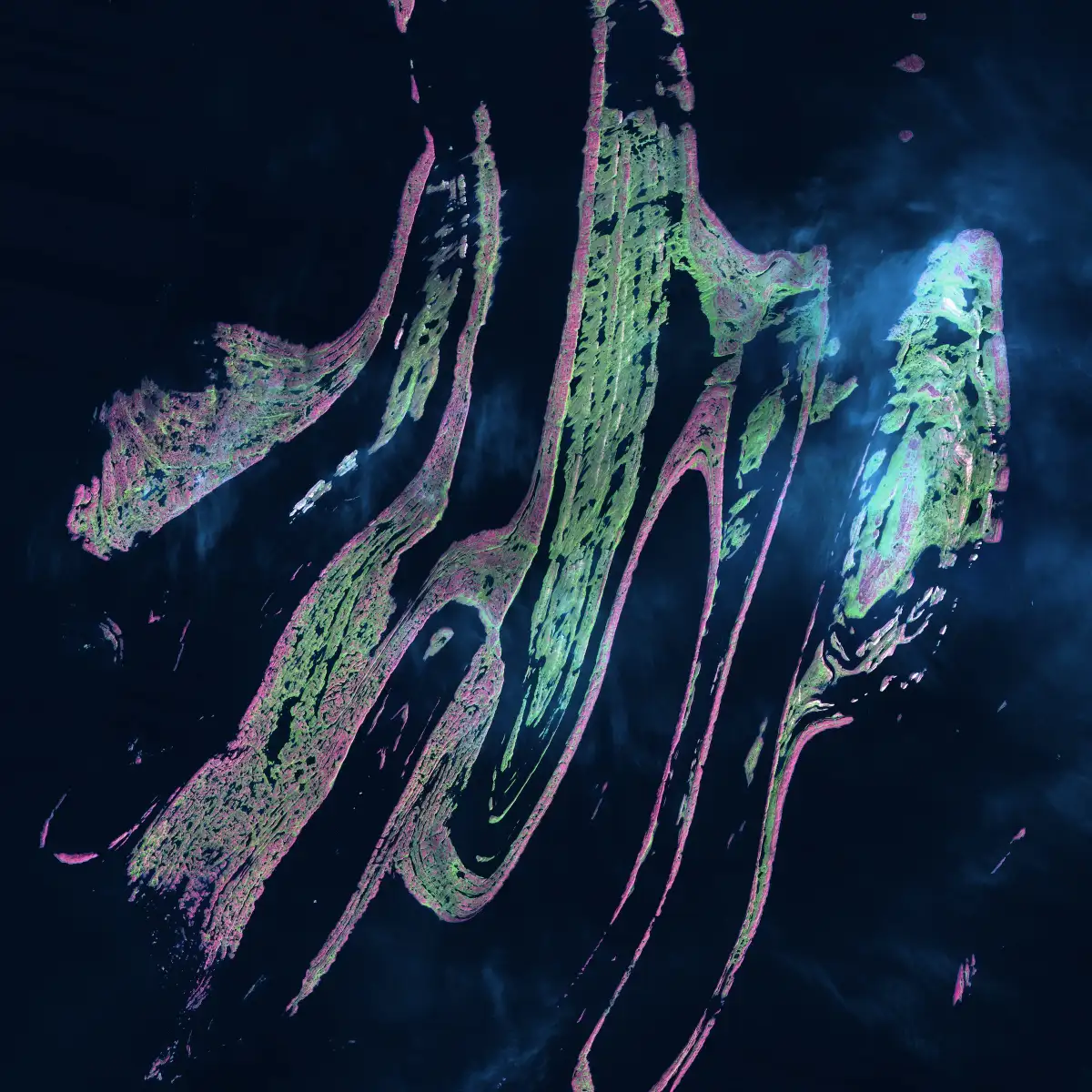 Satellite image of the Belcher in Canada's Hudson Bay