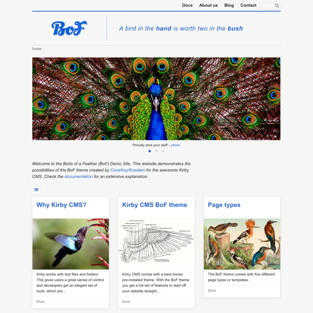 Screenshot of BoF Theme Homepage